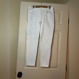 White House Black Market Floral Embroidered Cropped Jeans